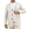 thumbnail image 1 of YueHuiYing Mens Shawl Collar Cardigan Sweaters Button Down Open Front Knitwear Cable Knitted Ribbed Jackets Outwear, 1 of 6