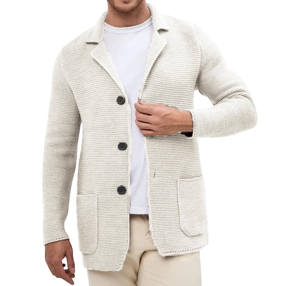 YueHuiYing Mens Shawl Collar Cardigan Sweaters Button Down Open Front Knitwear Cable Knitted Ribbed Jackets Outwear
