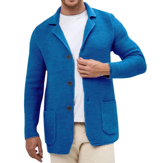YueHuiYing Mens Shawl Collar Cardigan Sweaters Button Down Open Front Knitwear Cable Knitted Ribbed Jackets Outwear