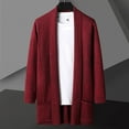 thumbnail image 1 of YueHuiYing Mens Shawl Collar Long Cardigan Casual Knit Open Front Sweater Fall Winter Thermal Cardigan Sweater, 1 of 3