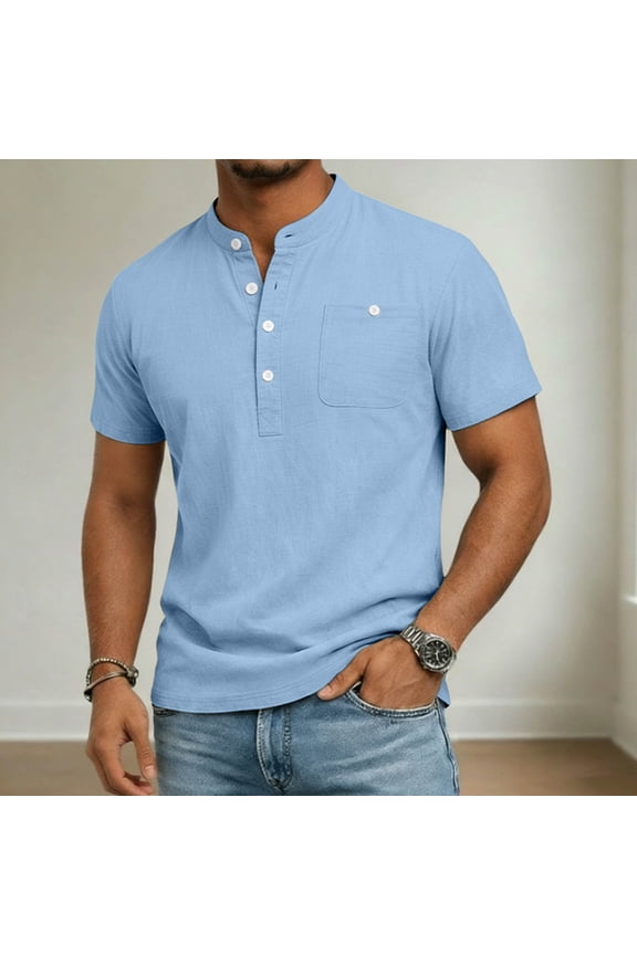 Mens Shirt Short Sleeve Textured Knit Botton Summer Casual Vacation Beach Stretchy Collar Golf Shirts