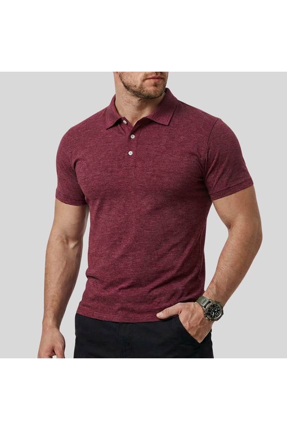 Mens Shirts Short Sleeve Casual Summer Basic T-Shirts Button Solid Collarless Shirts for Work