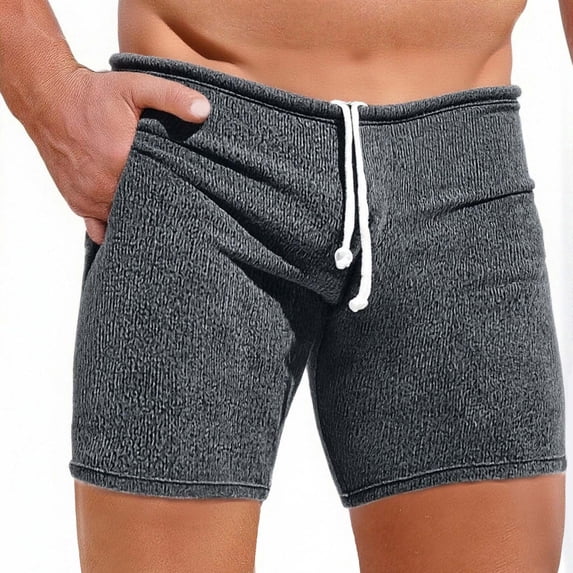 YueHuiYing Mens Shorts Casual Waffle Elastic Waistc Drawstring Shorts Summer Beach Lightweight Shorts with Pockets Dark Gray M