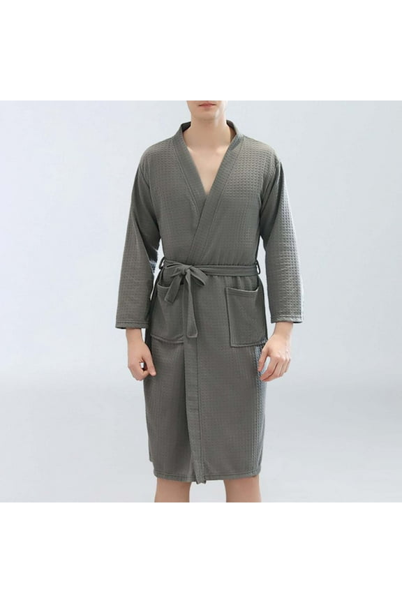 Mens Soft Knit Robe - Long Spa, Resort & Hotel Bathrobe for Luxury Bath Robe