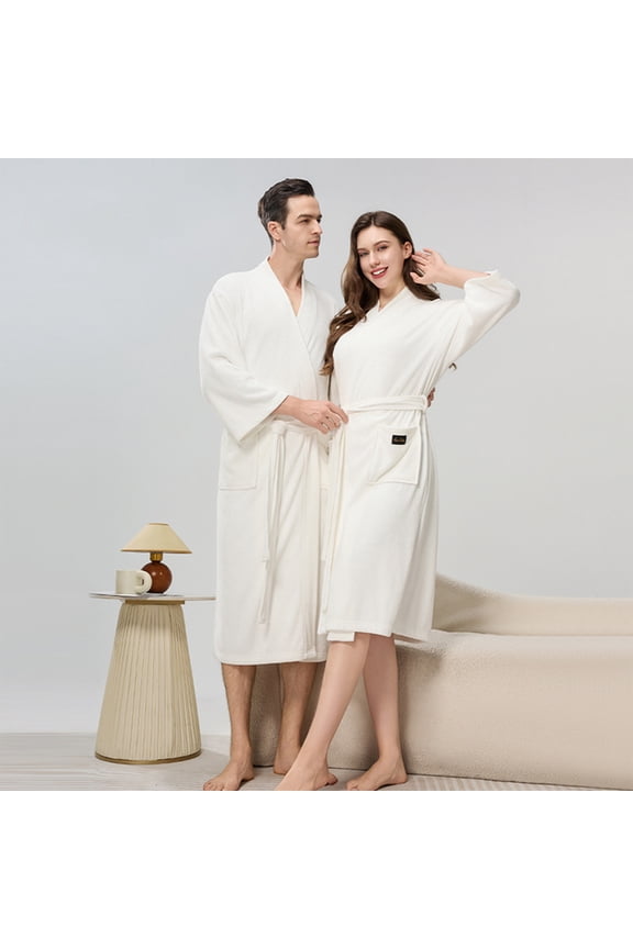 Mens Terry Bath Robe, Hooded Cloth Knee-Length Robes for Spa, Shower, Soft Towel Bathrobes with Pockets