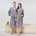 thumbnail image 1 of YueHuiYing Mens Terry Bath Robe, Hooded Cloth Knee-Length Robes for Spa, Shower, Soft Towel Bathrobes with Pockets, 1 of 7