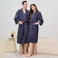 thumbnail image 1 of YueHuiYing Mens Terry Bath Robe, Hooded Cloth Knee-Length Robes for Spa, Shower, Soft Towel Bathrobes with Pockets, 1 of 8