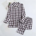 thumbnail image 1 of YueHuiYing Mens Ultra Soft Pajama Set, Warm Long Sleeve Prints Sleepwear Cozy Button Down Pjs for Me, 1 of 5
