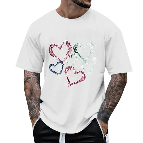 YueHuiYing Plus Size Tops for men Cute Graphic Tees Loose Fit Flower Printing Short Sleeve Crew Neck T Shirts
