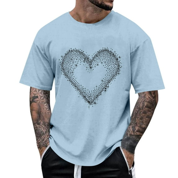 YueHuiYing Plus Size Tops for men Cute Graphic Tees Loose Fit Flower Printing Short Sleeve Crew Neck T Shirts
