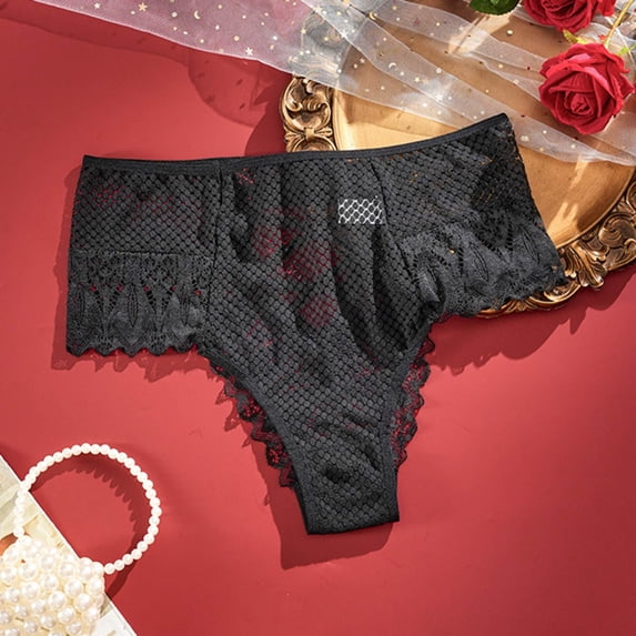 YueHuiYing Retro Lace Thongs For Women Plus Size Breathable Seamless Cotton Panties Tummy Control High Waisted Underwear