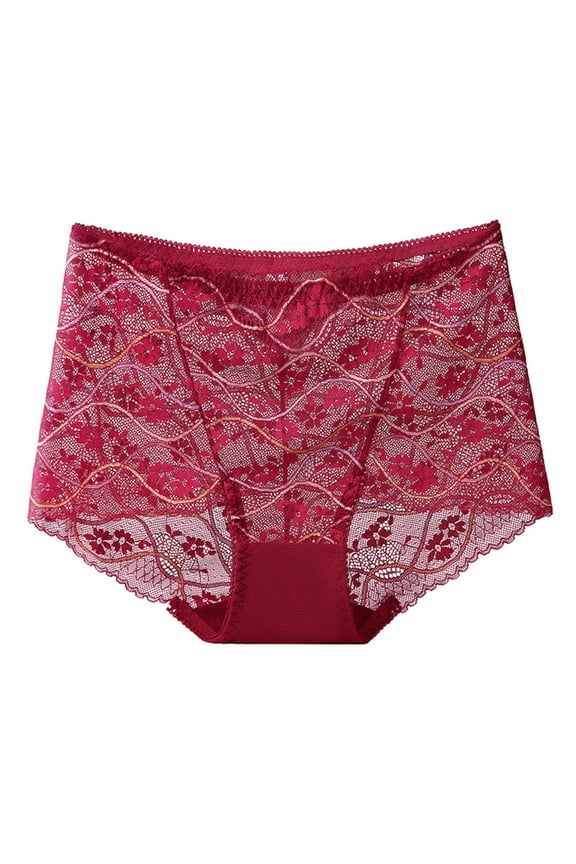 Sexy Lace Openwork Breathable Comfortable Women's Panties High-Waisted Plus Size Tummy Control Butt-Lifting Sexy Seamless Tummy-Control Sheer Lace Thong