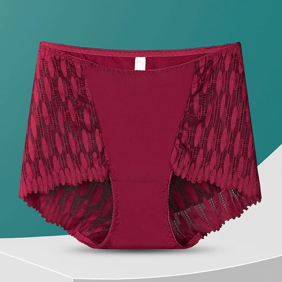 YueHuiYing Sexy Lace Openwork Breathable Comfortable Women's Panties High-Waisted Plus Size Tummy Control Butt-Lifting Sexy Seamless Tummy-Control Sheer Lace Thong
