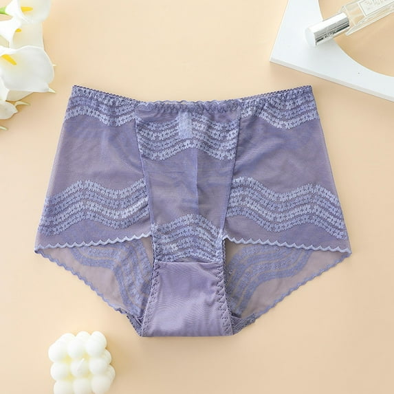 YueHuiYing Sexy Lace Openwork Breathable Comfortable Women's Panties High-Waisted Plus Size Tummy Control Butt-Lifting Sexy Seamless Tummy-Control Sheer Lace Thong