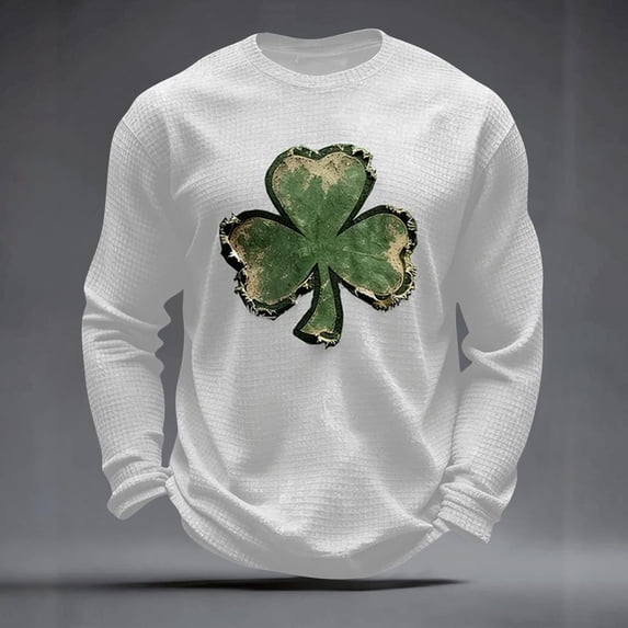 YueHuiYing St Patricks Day Shirt Mens Shamrock Print Retro St. Patrick's Day Long Sleeve Slainte T-Shirt