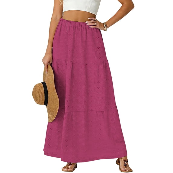 YueHuiYing Summer Maxi Skirts for Women Fashion Boho Long Skirt Trendy Floral High Waist A-Line Beach Skirt Vacation Outfit