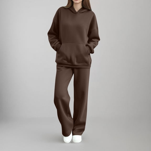 YueHuiYing Sweatsuits for Women Set 2 Piece Outfits Long Sleeve Hoodie Oversized Sweatshirt Jogger Pants Casual Tracksuit Sets