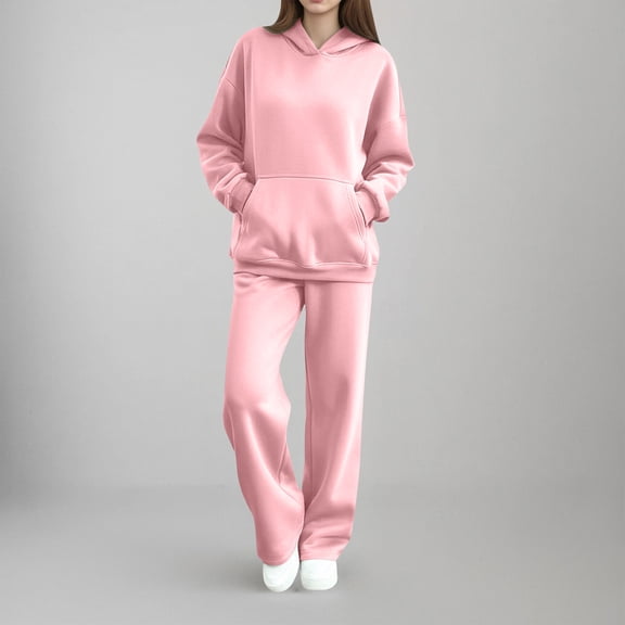 YueHuiYing Sweatsuits for Women Set 2 Piece Outfits Long Sleeve Hoodie Oversized Sweatshirt Jogger Pants Casual Tracksuit Sets