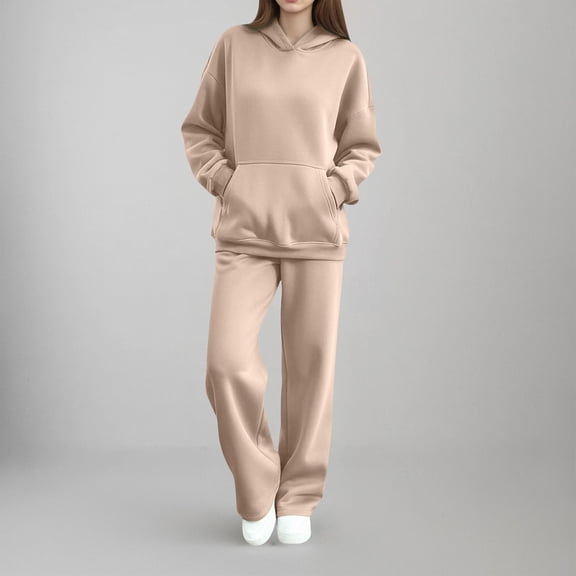 YueHuiYing Sweatsuits for Women Set 2 Piece Outfits Long Sleeve Hoodie Oversized Sweatshirt Jogger Pants Casual Tracksuit Sets