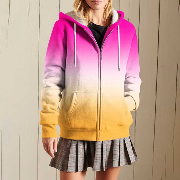 YueHuiYing Trendy Queen Zip Up Hoodies for Women Oversized Sweatshirt Fall Fashion Jacket Cute Winter pullover