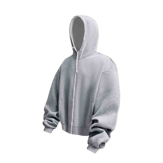 YueHuiYing Unisex Man Woman Solid-Color Zip Up Hoodie Long Sleeve Full-zip Hooded Sweatshirt Pullover