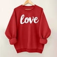 thumbnail image 1 of YueHuiYing Valentine's Day Heart Slogan Print Women's Crew Neck Long Sleeve Fashion Sweatshirt Red 3XL, 1 of 5