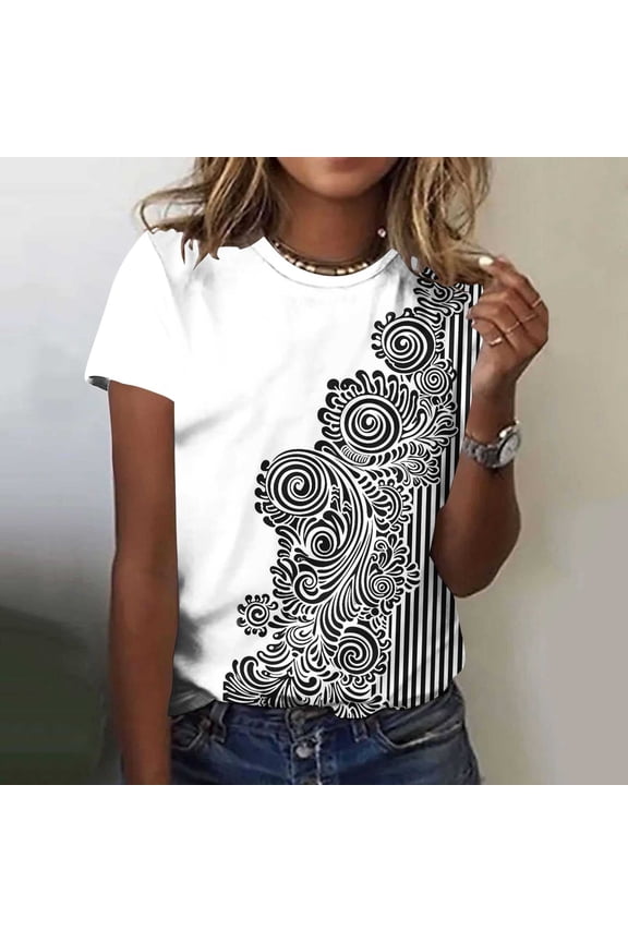 Vintage Floral T Shirt Women Boho Flowers Graphic Tees Shirts Cute Wildflowers Shirt Summer Casual Short Sleeve Tops
