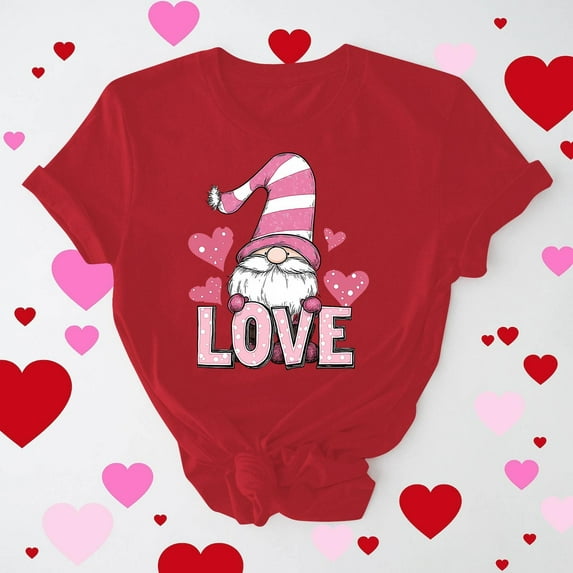 YueHuiYing Vircreate Womens Short Sleeve Crew Neck T-Shirts Valentina's Day Spring Shirts Love Heart Raglan Tops