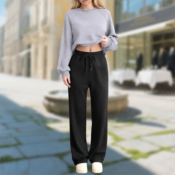 YueHuiYing Woman Casual Pullover Sports Print Long Sleeve Round Neck Raglan Sleeve Blouse Trousers Sweatshirt Two-Piece Elastic Waist Tracksuit