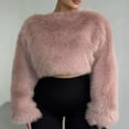 thumbnail image 1 of YueHuiYing Women Fashionable Crew Neck Cropped Sweater Casual Long Sleeve Knit Tops Pullover Sweater, 1 of 6