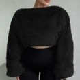 thumbnail image 1 of YueHuiYing Women Fashionable Crew Neck Cropped Sweater Casual Long Sleeve Knit Tops Pullover Sweater, 1 of 6
