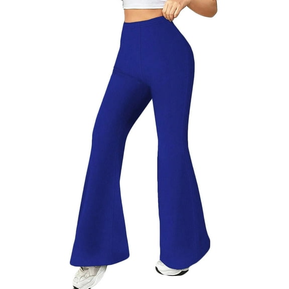 YueHuiYing Women High Waist Skinny fit Straight Wide Leg Cut Denim Pants Bell Bottom Trousers with Pocket