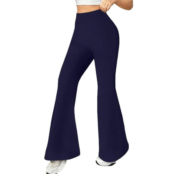 YueHuiYing Women High Waist Skinny fit Straight Wide Leg Cut Denim Pants Bell Bottom Trousers with Pocket