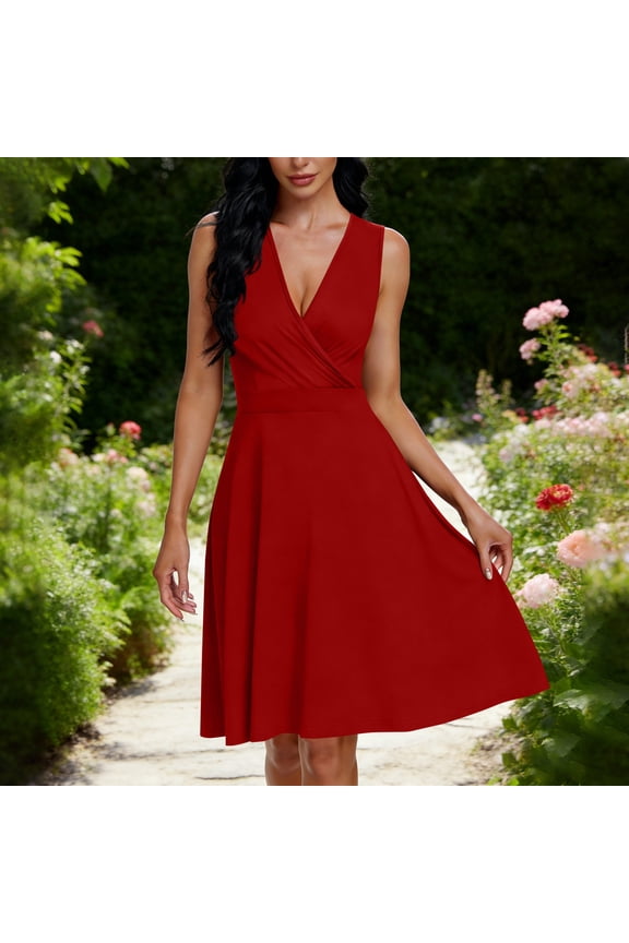Women Maxi Dress 2026 Summer Casual Sleeveless Sundress Wrap V Neck Long Dresses Vacation Loose Dress with Pockets