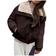 thumbnail image 1 of YueHuiYing Women Short Jackets Winter Cropped Coat Padded Full Zip Stand Collar Outerwear with Pockets, 1 of 7