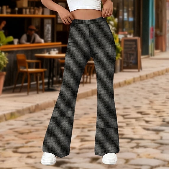 YueHuiYing Women Wide Leg Jeans Stretchy Baggy High Waisted Denim Pants Pull On Straight Leg Casual Sweatpants