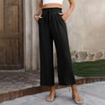 thumbnail image 1 of YueHuiYing Women Wide Leg Pants High Waist Loose Flowy Adjustable Tie Knot Trousers Business Casual Pants with Pockets, 1 of 8