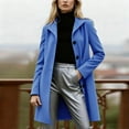 thumbnail image 1 of YueHuiYing Women Winter Notch Lapel Long Sleeve Breasted Thickened Mid-Length Mid-Long Trench Coat, 1 of 8