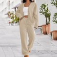 thumbnail image 1 of YueHuiYing Women's 2 Piece Outfits Lapel Long Sleeve Sweatshirt Wide Leg Pants Matching Tracksuit Sets, 1 of 9