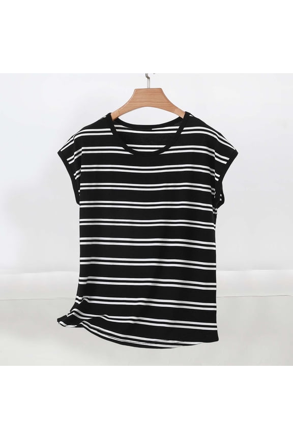 Women's 2026 Spring Vest Tops Cap Sleeve Striped Shirt Knit Tank Top Summer Beach Vacation Clothes