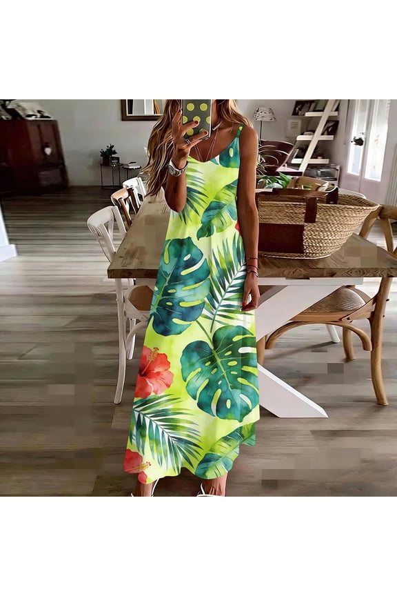 Women's Backless Beach Dress Halter Neck Ruffle Plunge V Neck Sleeveless Maxi Sundress Summer Dresses