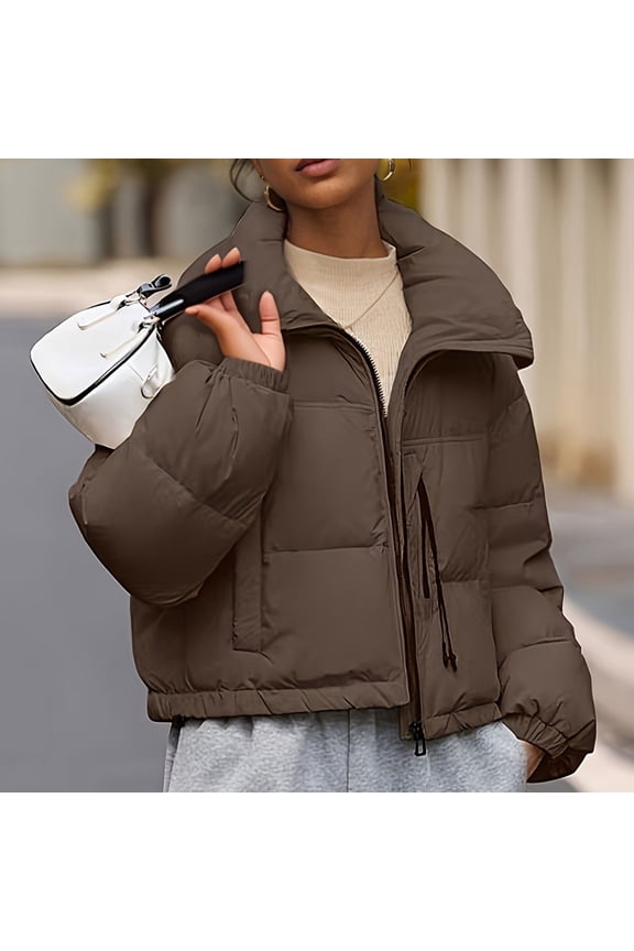 Women's Big Collar Lapel Coat Winter Thick Warm Jacket Loose Korean Outerwear Zipper