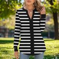 thumbnail image 1 of YueHuiYing Women's Black & White Striped Polka Dot Long Sleeve T-Shirt - Round Neck Loose-Fit Breathable Everyday Versatile Top, 1 of 6