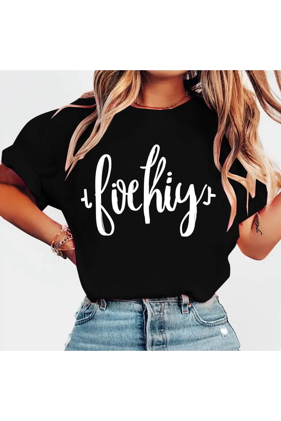 Women's Casual Fashion Printed Crew Neck Short Sleeve Pullover Top For Everyday Wear Weekend Errands And Casual Outings