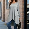 thumbnail image 1 of YueHuiYing Women's Casual Long Sleeve Tops Crew Neck Round Loose T-Shirts Tunic Tops with Thumb Holes, 1 of 7