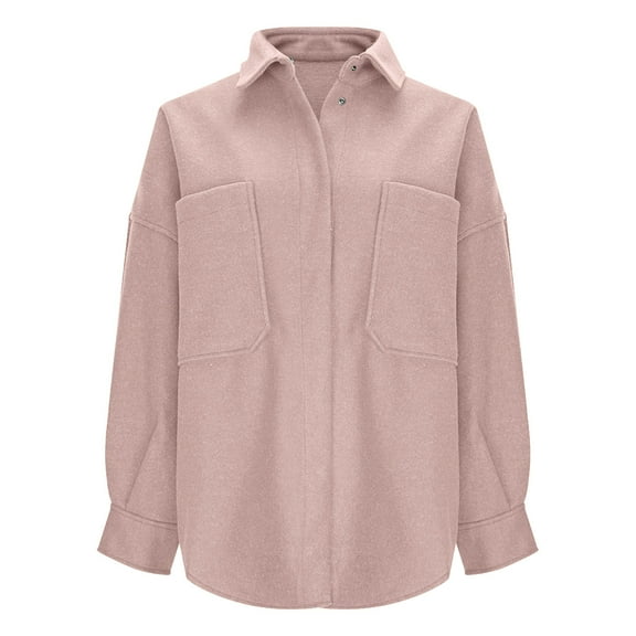 YueHuiYing Women's Casual Solid Color Cardigan Lapel Zipper Jacket Pleated Jacket with Pockets