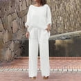 thumbnail image 1 of YueHuiYing Women's Casual Stylish Temperament Loose Long Sleeves Wide Leg Pant Rompers Suit, 1 of 6