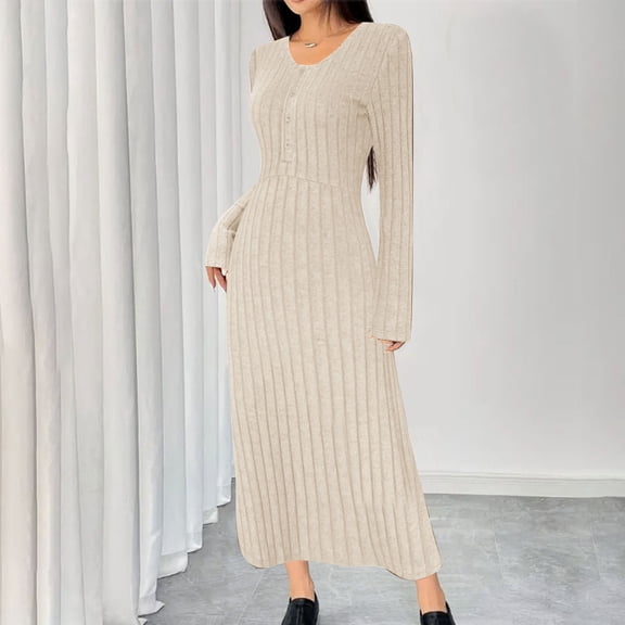 YueHuiYing Women's Casual Wrap Maxi Dress Long Sleeve Wedding Guest Cocktail Dresses A-Line Deep V-Neck Dresses