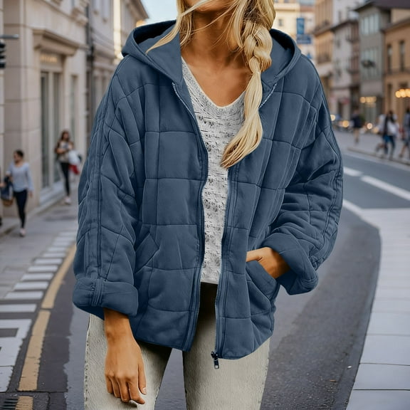 YueHuiYing Women's Causal Lightweight Jacket Stand Collar Long Sleeve Zip Up Winter Coats for Women