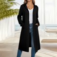 thumbnail image 1 of YueHuiYing Women's Classic Longline Hooded Cardigan In Soft Fabric Featuring Side Pockets And An Open Front, 1 of 5